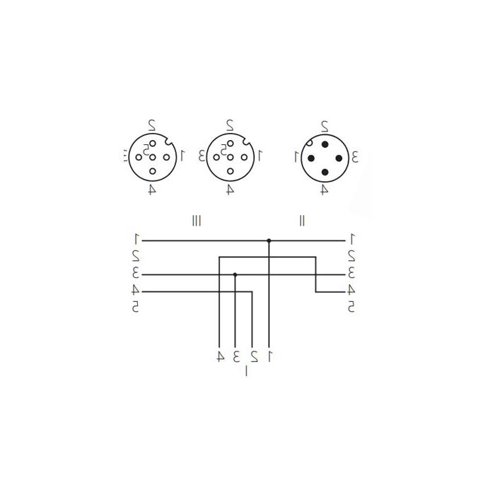 M12 4Pin公头/2M12 3Pin母头、Y型预铸防焊渣PUR柔性电缆、黄色护套、64T161-XXX